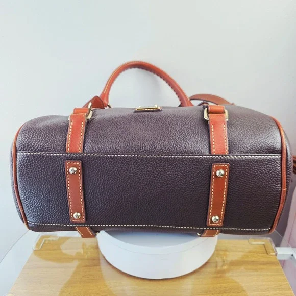 Dooney & Bourke Pebbled Leather Satchel Brown Ginger Braided Handle Tassel Bag - Picture 5 of 16